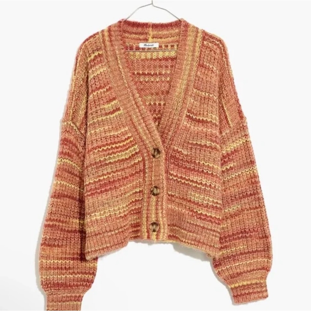 Madewell |  Space Dyed Waller Multi-Color Crop Cardigan Sweater